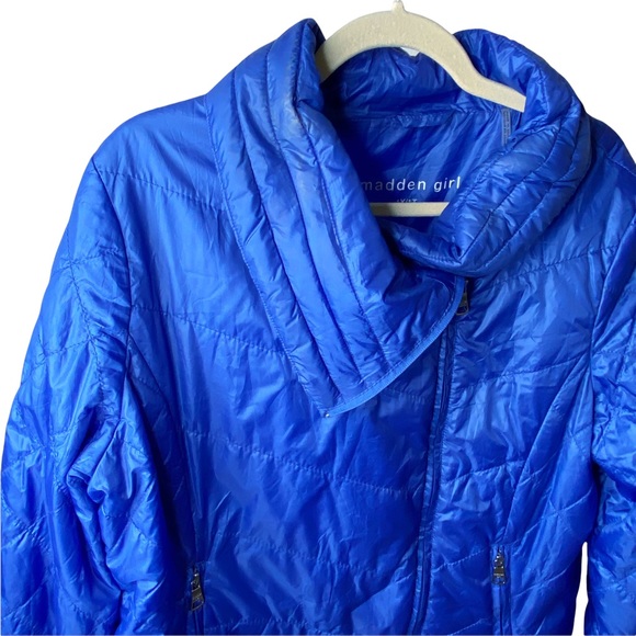 Madden Girl Puffer Jacket Foldable Packable Royal Blue Lightweight Weather 1X - Picture 4 of 10